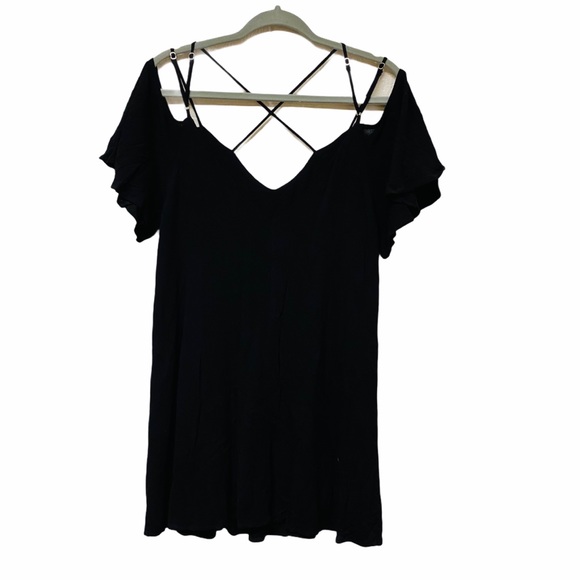 Lulus Afterglow Black Strappy Cold-Shoulder Shift - Picture 8 of 14